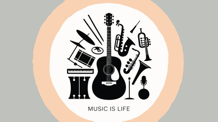 Musical instruments vector illustration a collection of band equipment perfect for music event posters and graphic design