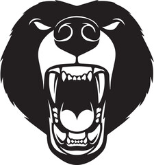 bear roar face silhouette vector flat illustration design