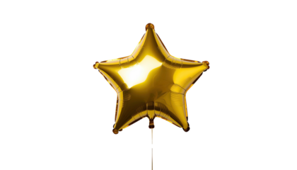 Golden star-shaped balloon isolated on a black background