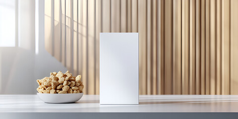 Cereal Box Mockup Placed Upright on Sleek Matte Surface