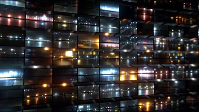 Social media algorithms impact. Engagement technology. Behavioral influence trend. A vibrant display of illuminated screens in a dark environment.