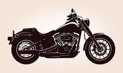 Obraz premium Motorcycle Vector Silhouette, Classic Silhouette Of A Motorcycle, Vintage Cruiser Motorcycle, Vintage Motorcycle Vector Silhouette, Motorcycle Silhouette.