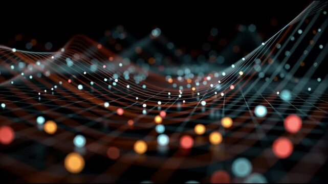 Social media algorithms impact. Engagement technology. Behavioral influence trend. Abstract representation of digital data flow with colorful lights.