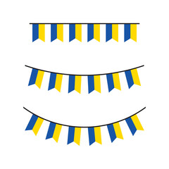 Seamless flag of Ukraine party bunting border. Flat design illustration.