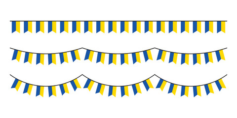Seamless flag of Ukraine party bunting border. Flat design illustration.