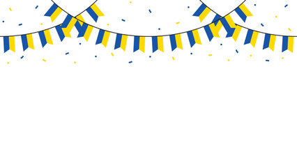 Seamless flag of Ukraine party bunting border. Flat design illustration.