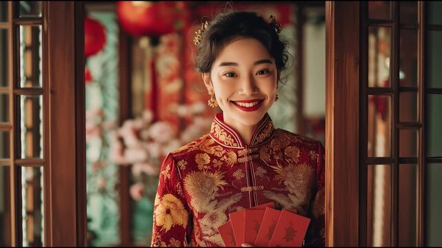 A woman in traditional attire smiles, showcasing cultural heritage and celebration during a festive occasion.