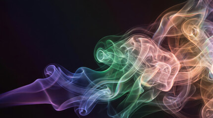 Fototapeta premium Abstract colorful smoke isolated on black background