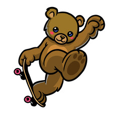 Cute Bear Mascot Riding Skateboard