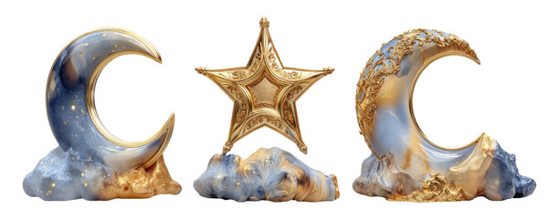 Elegant Divine Ornament Series Featuring Trio of Spiritual Illustrations