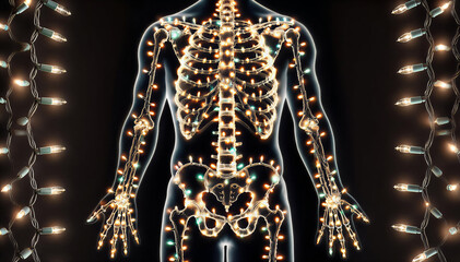 X-Ray Human Body with Christmas Lights