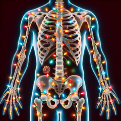 X-Ray Human Body with Christmas Lights