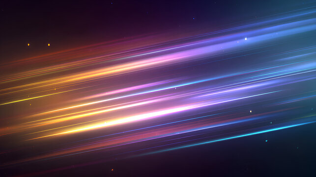 Colored light gradient with luminous rays, glowing motion streaks and futuristic vector effect. 