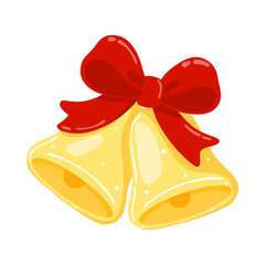 Festive Christmas Bells with Red Bow Decoration.