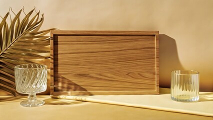 Still life with wood tray