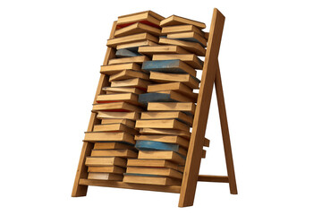 Stacked books on a wooden stand, learning and education concept, knowledge, literature, reading, old volumes