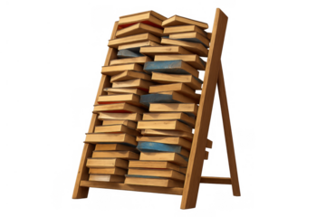 Stacked books on a wooden stand, learning and education concept, knowledge, literature, reading, old volumes
