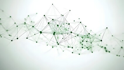Abstract network of interconnected nodes and lines representing data flow and connections in a digital futuristic concept on a light background