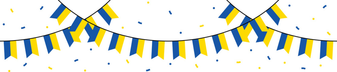 Seamless flag of Ukraine party bunting border. Flat design illustration.