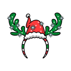 Festive Christmas Headband with Antlers and Santa Hat.