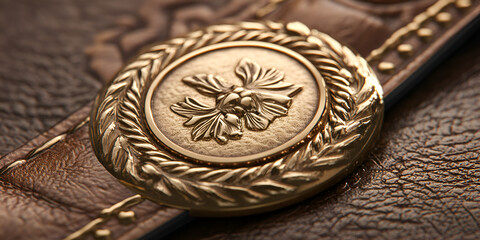Close-Up Luxury Belt Buckle with Embossed Pattern