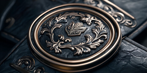 Close-Up Luxury Belt Buckle with Embossed Pattern