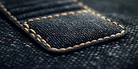 Close-Up Stitched Fabric Label with Detailed Texture