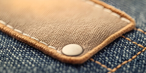 Close-Up Stitched Fabric Label with Detailed Texture
