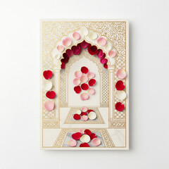 Ornate Archway with Rose Petals and Floral Patterns gold isolated on a transparent background