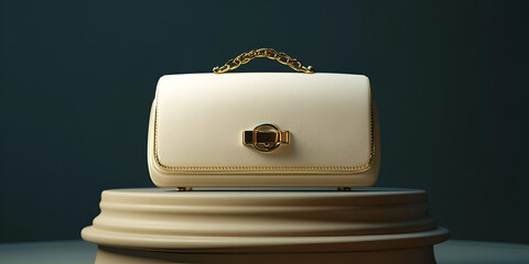 Elegant Clutch Purse with Gold Clasp on Pedestal