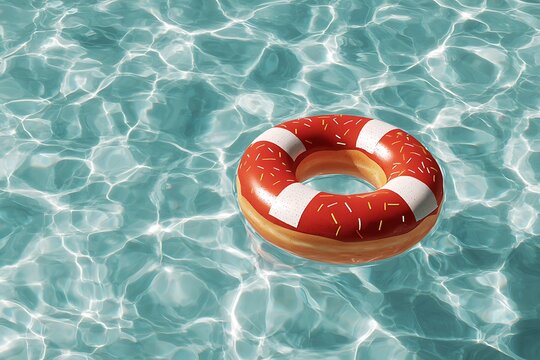a donut floating like a pool ring