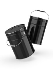 Metal paint Bucket For Mockup Blank Template Design And Branding, 3d render illustration.