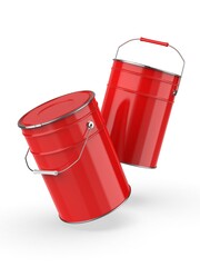 Metal paint Bucket For Mockup Blank Template Design And Branding, 3d render illustration.