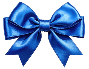 Vibrant blue satin bow with looped ends & center knot