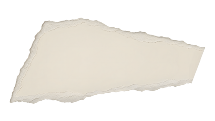Cream colored torn paper edge with textured rough edges isolated on a transparent background