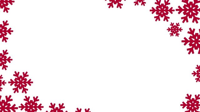 Red snowflake corner border background animation for christmas festive winter holiday