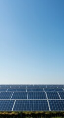 Vast array of photovoltaic solar panels capturing sunlight on a clear day, illustrating sustainable energy generation for modern power grids ,infrastructure ,array ,panel
