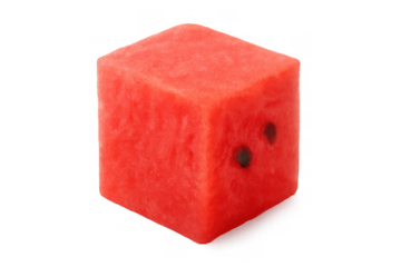 Watermelon cube offering fresh, juicy, and healthy fruit snack with black seeds, isolated on transparent background