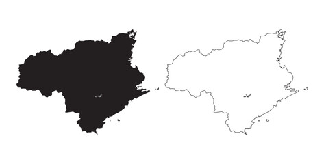 Minimalist black silhouette vector map of Tokushima Prefecture Japan on dark background