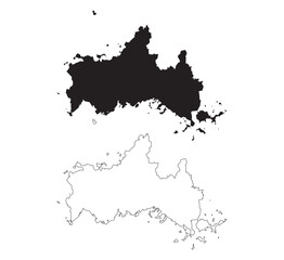 Minimalist black silhouette vector map of Yamaguchi Prefecture Japan on white background