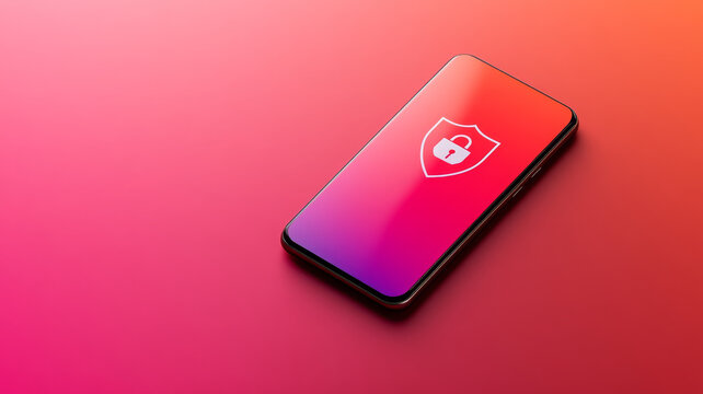 Smartphone security shield lock icon gradient technology privacy modern digital