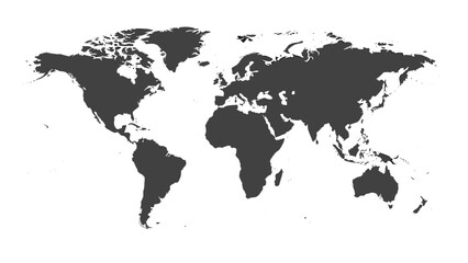 Obraz premium Simple and clean dark grey silhouette of the world map, an essential vector graphic for global business and travel concepts.