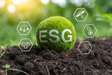 Eco green concept with grass texture and leaf symbol for nature environment business vector design illustration