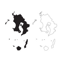 Minimalist black silhouette vector map of Kagoshima Prefecture Japan with islands