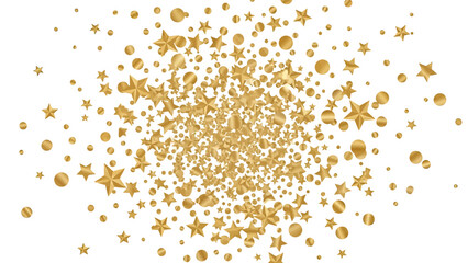 A scattering of golden stars and circles, creating a festive and celebratory effect on a white background.