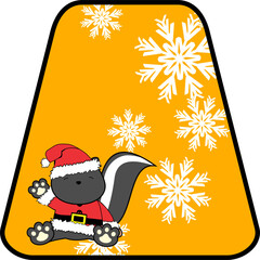 Baby skunk cartoon with Santa claus costume gift card in vector art 