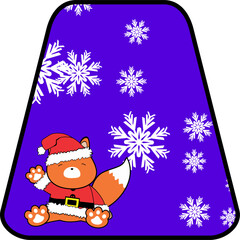 cute little baby fox cartoon xmas gift card in vector format