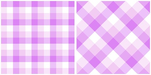 Purple Gingham and Diagonal Checkered Seamless Textures