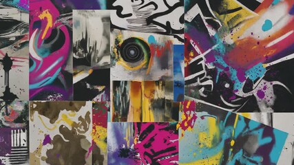 Dynamic Abstract Collage A Vibrant Explosion of Texture and Form for Social Media - Powered by Adobe