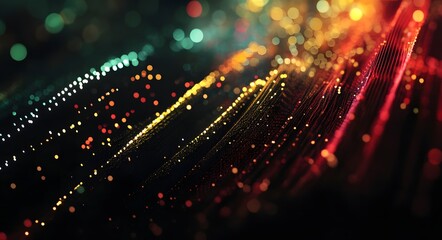 Abstract background of flowing colorful lights and bokeh creating a dynamic and vibrant festive atmosphere with a sense of motion and celebration